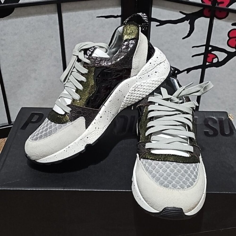 P448 Alex Sneakers Shoes Black White Gray‎ Size 36 New